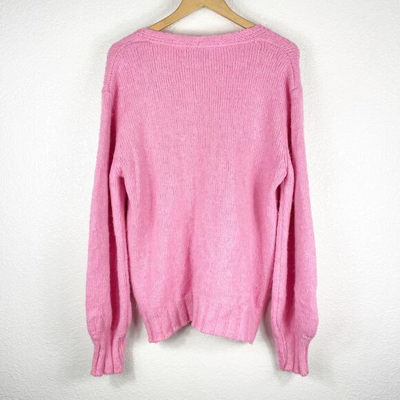 Emory Park Women's Pink Cardigan Boyfriend Sweater Size Large Soft Cozy Pockets - Picture 2 of 6